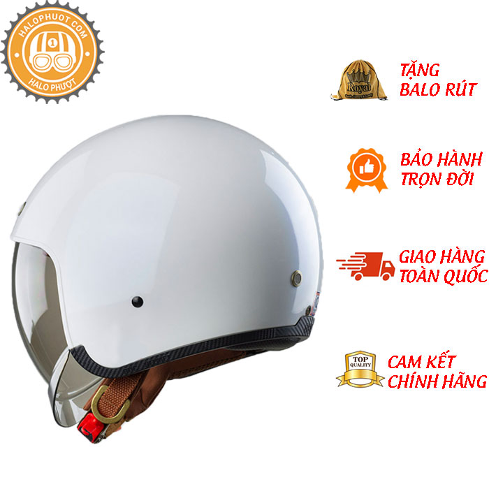 Nón bảo hiểm 3/4 ROYAL M139 có kính âm màu TRẮNG BÓNG