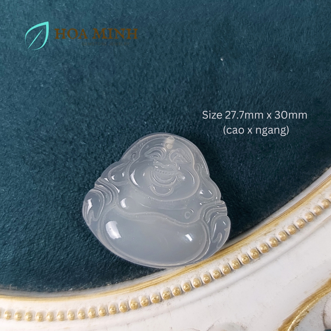 Mặt dây chuyền kiểu ngài Di Lặc đá Mã Não A size 27x30mm hoan hỉ phong thuỷ tài lộc