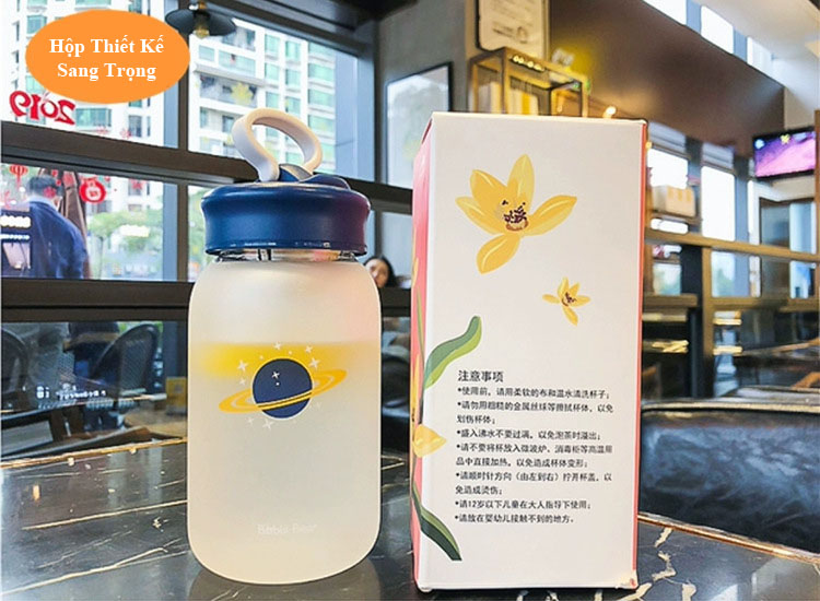Bình Nước Thủy Tinh Có Ngăn Lọc Dễ Thương
