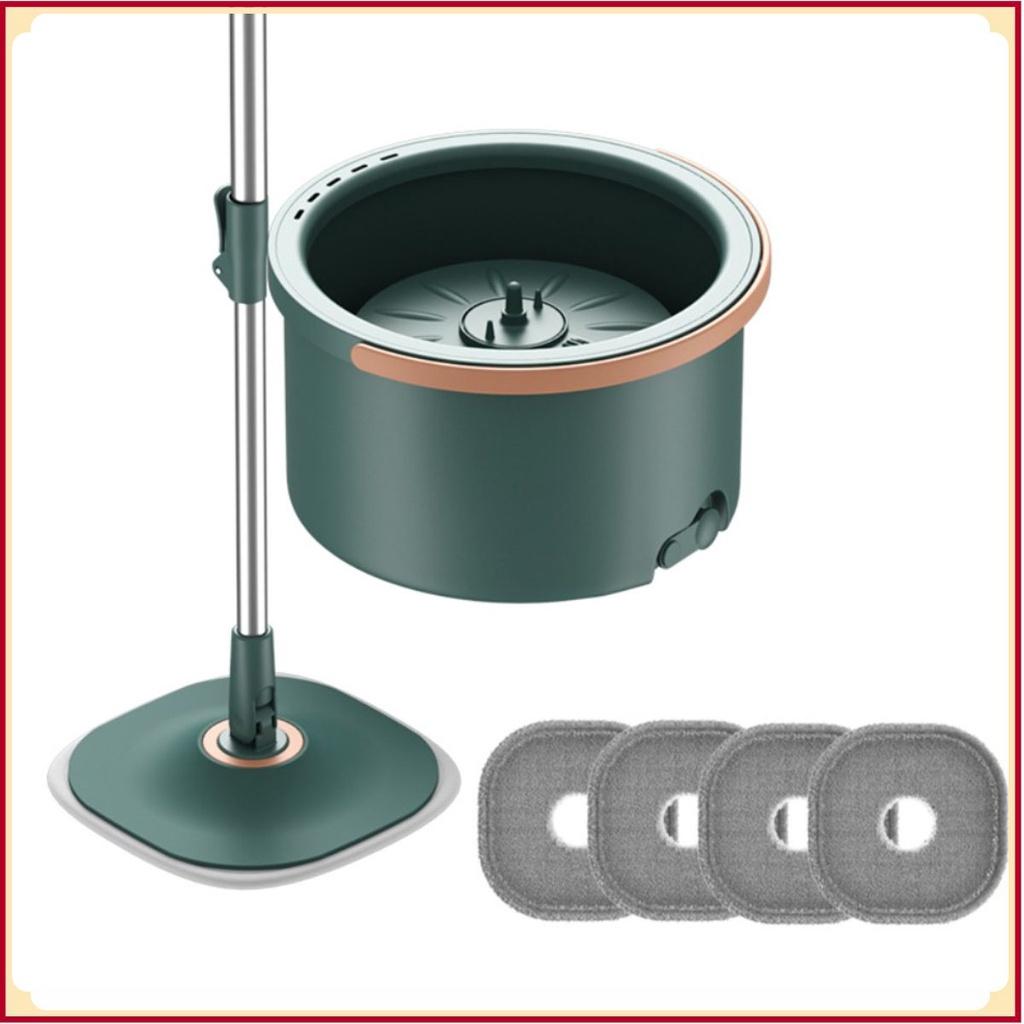 BỘ THÙNG CÂY LAU NHÀ THÔNG MINH KHÔNG CHẠM TAY tặng 4 miếng lau