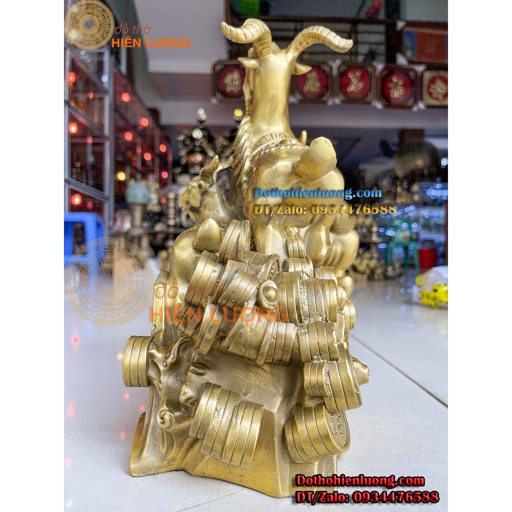 Tượng Tam Dương Khai Thái - Tượng Dê Phong Thủy Bằng Đồng Cao 30cm, Nặng 4,5kg