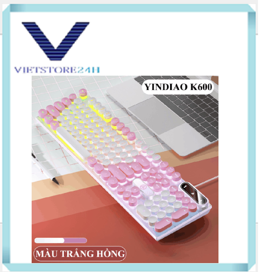 Bàn phím YINDIAO K600 giả cơ nút tròn nhiều màu sắc và có đèn led xuyên phím chuyên game