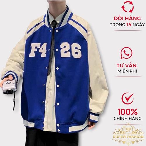 Áo Khoác Nam Super Fashion Vải Da Lộn 2 Lớp Lót Dù Kiểu Bomber Thêu Chữ F4 26 Hot Trend
