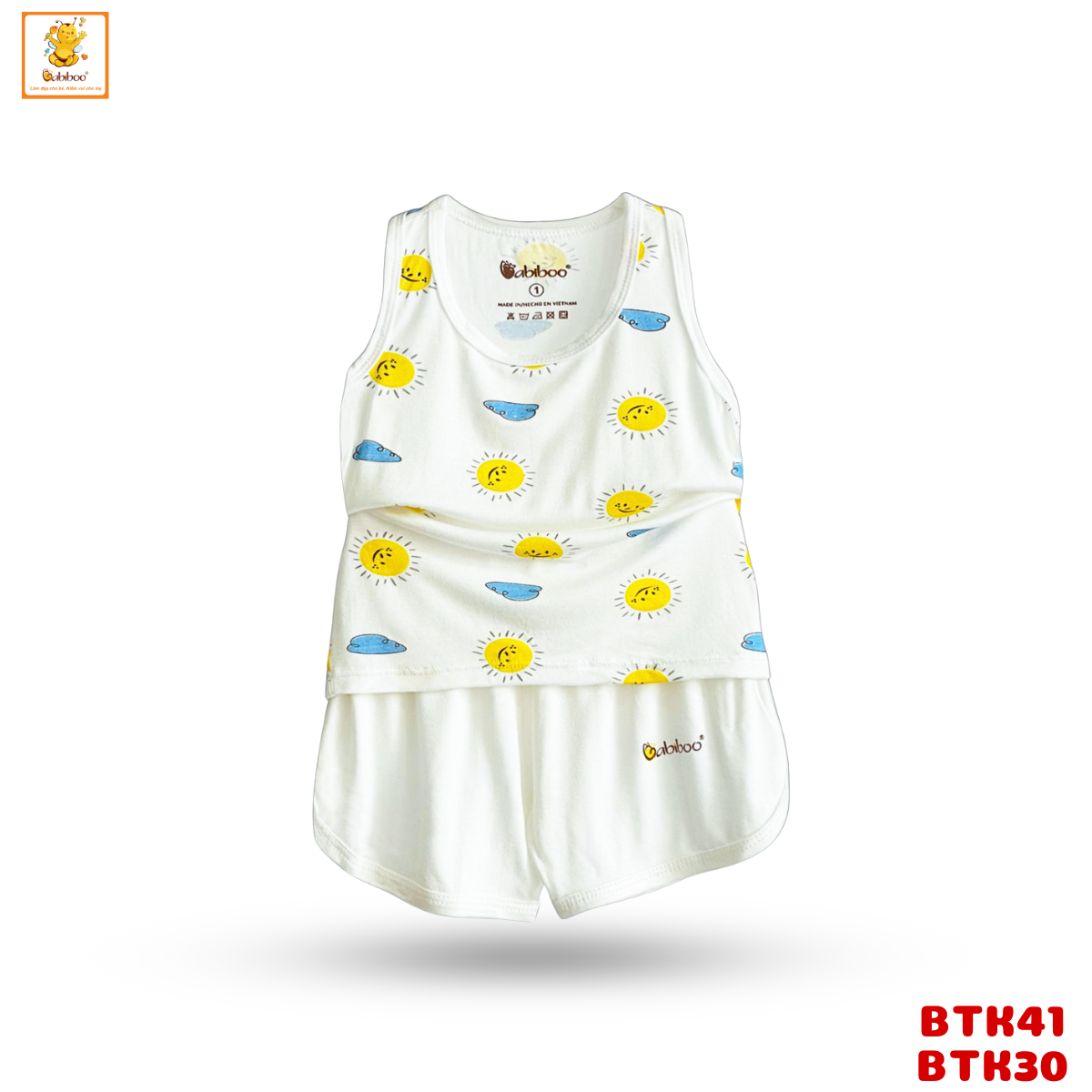 Đồ bộ bé trai Babiboo bộ ba lỗ bé trai, bé gái chất liệu viscose sợi gỗ mềm, mịn, mát BTK41+BTK30