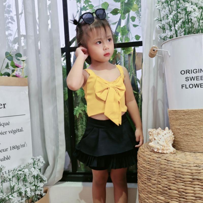 áo nơ 2 dây, áo croptop bé gái, áo kiểu cho bé (shop có bán chân váy