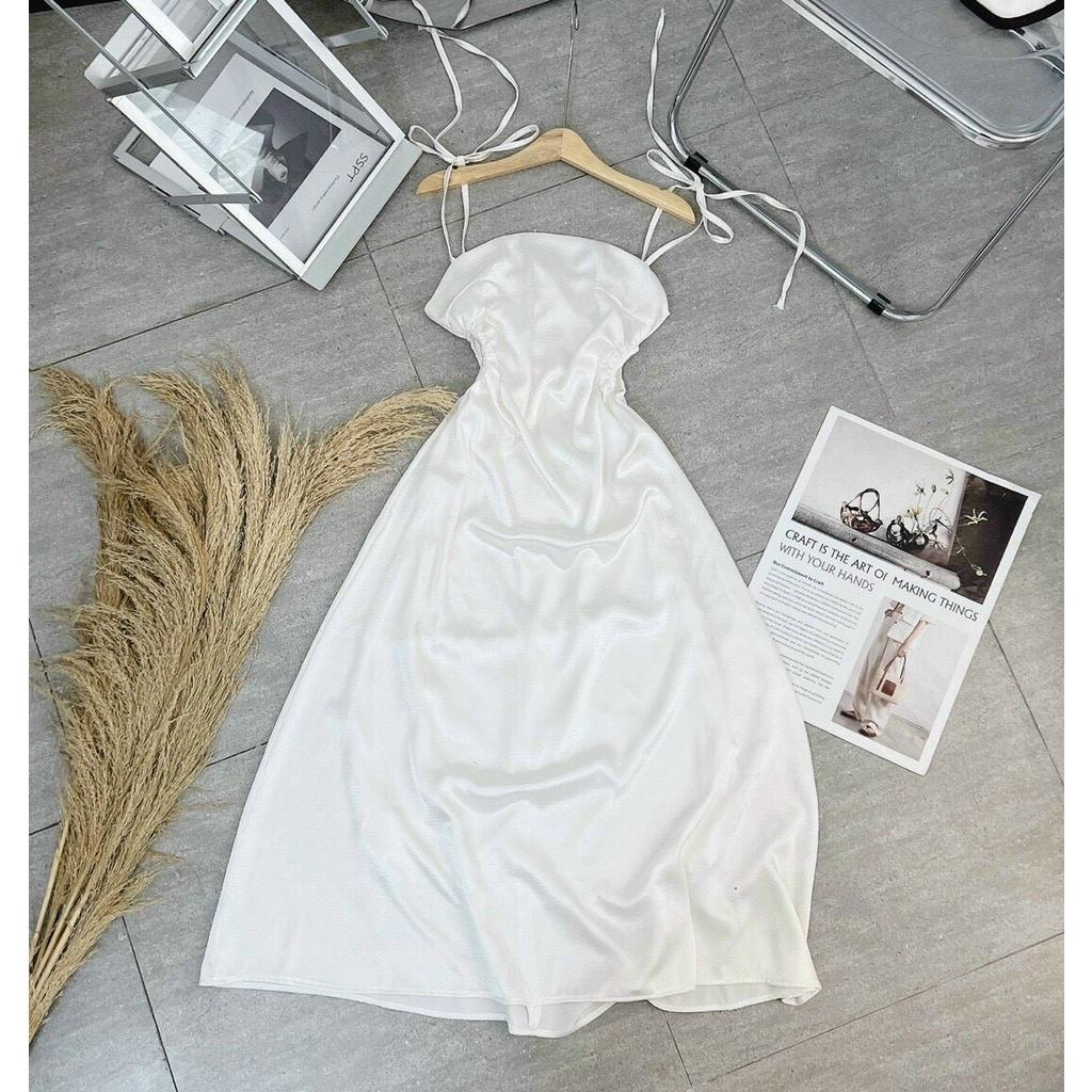 Đầm dự tiệc chất lụa mềm mại cột dây vai khoét eo xinh xắn Min Dress