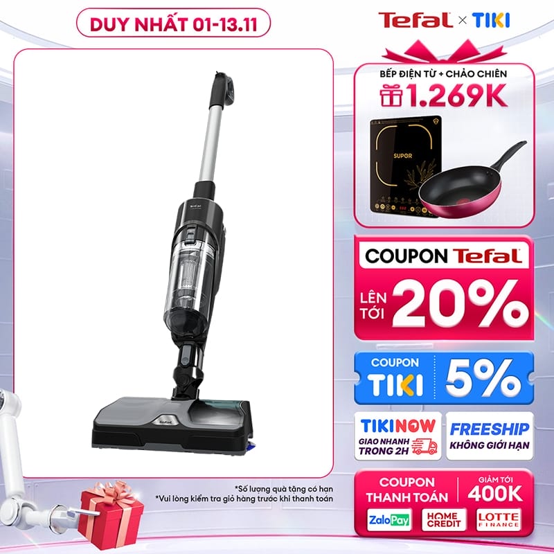 Máy hút bụi & lau sàn không dây Tefal X-Combo GF3039KO - Hàng chính hãng