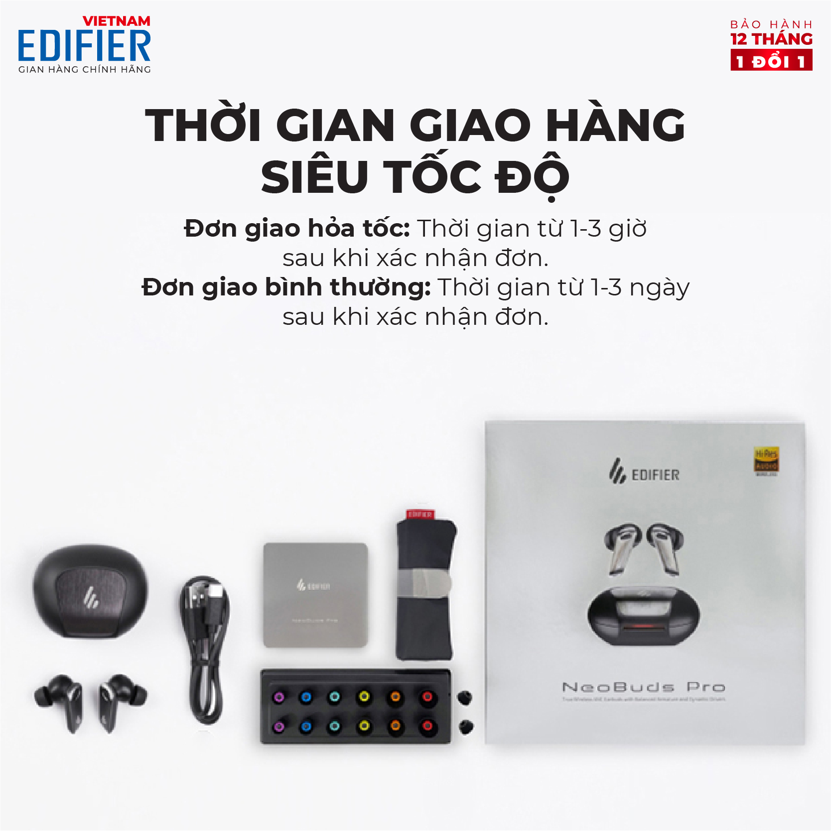 Tai nghe bluetooth EDIFIER NEOBUDS PRO Thời lượng pin 24 giờ HIRES Audio Wireless Chống ồn chủ động 6 micro đàm thoại - Hàng phân phối chính hãng