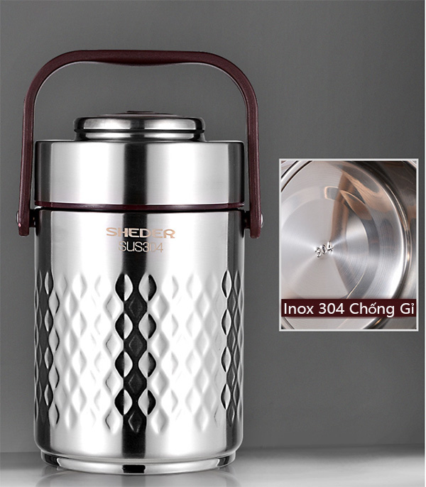 Camen Hộp Đựng Cơm Inox 304 1900Ml KC 3 ngăn Giữ Nhiệt Lâu Chống Tràn Đổ