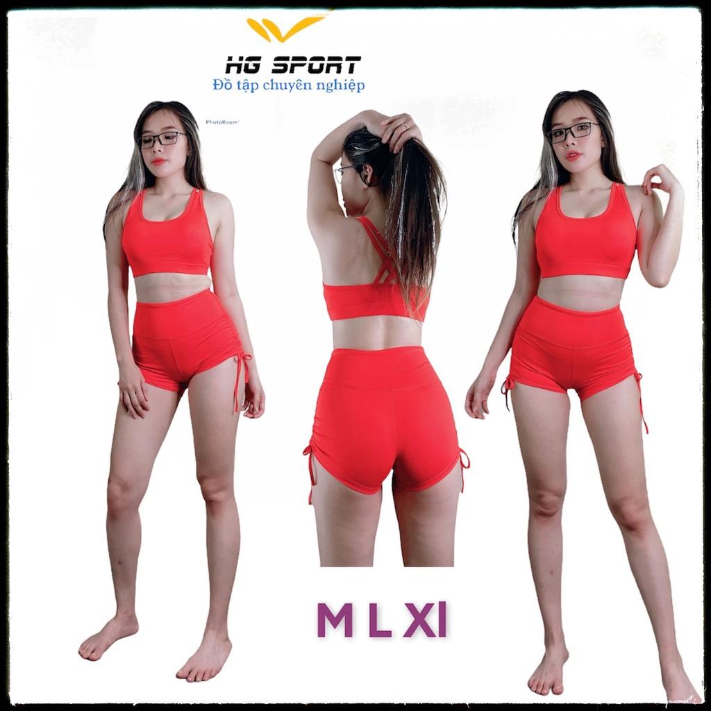 Đồ tập Gym Yoga Nữ Áo Bra Kèm Mút Quần Đùi Dây rút Hg Sport BD106