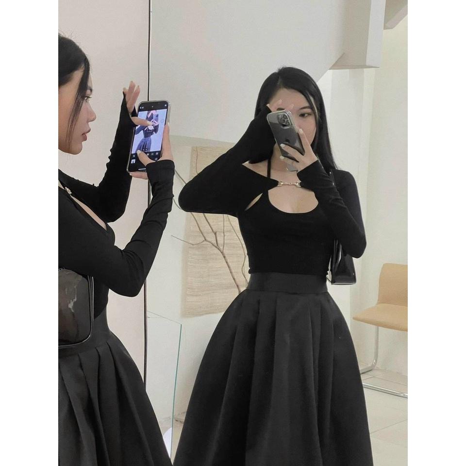 ÁO KHOEN DÀI CỔ TRÒN KIỂU TAY DÀI VỪA SANG TRỌNG VỪA SEXY CỰC IU LUN CÁC NÀNG