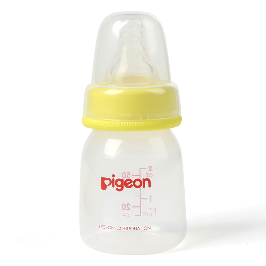 Combo Pigeon: Bình Uống Nước Và Nước Trái Cây (50ml) + Núm Vú Siêu Mềm (S) - Foc