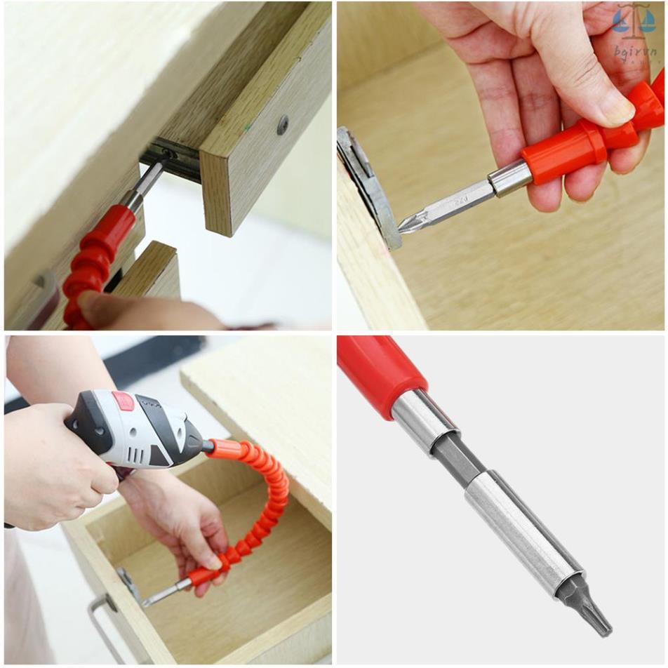 1 đầu nối dài mũi khoan mềm dẻo 275mm có thể uốn cong kèm 10 tua vít từ tính