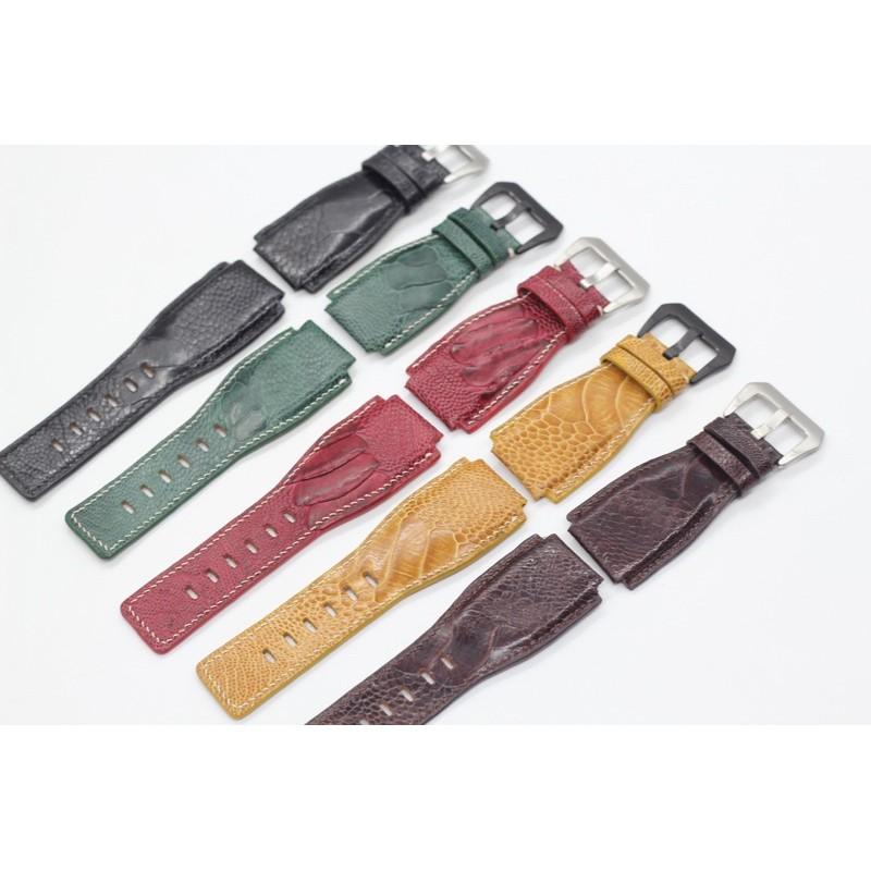 Dây Da Đồng Hồ,Dây da Đà Điểu Handmade SIZE 24/24mm Dành riêng cho đồng hồ Bell&Ross,đủ màu kèm khóa.BH 6 THÁNG