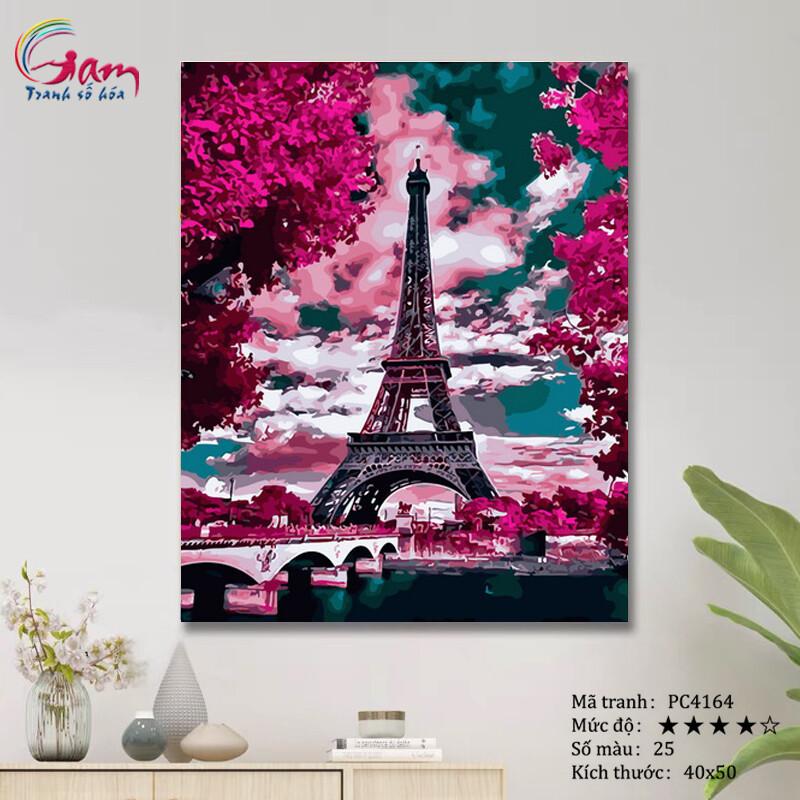 Tranh tô màu theo số Tháp Eiffel PC4164