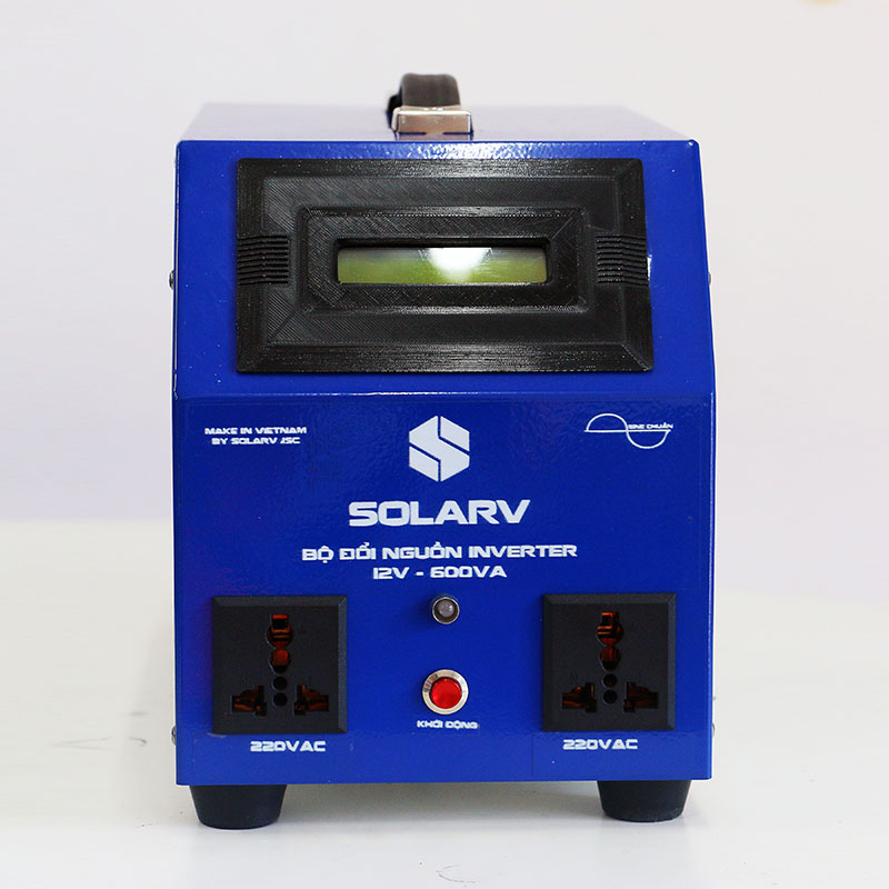 Bộ Đổi Nguồn / Kích Điện Sine 600VA có sạc lưới, màu xanh dương SolarV