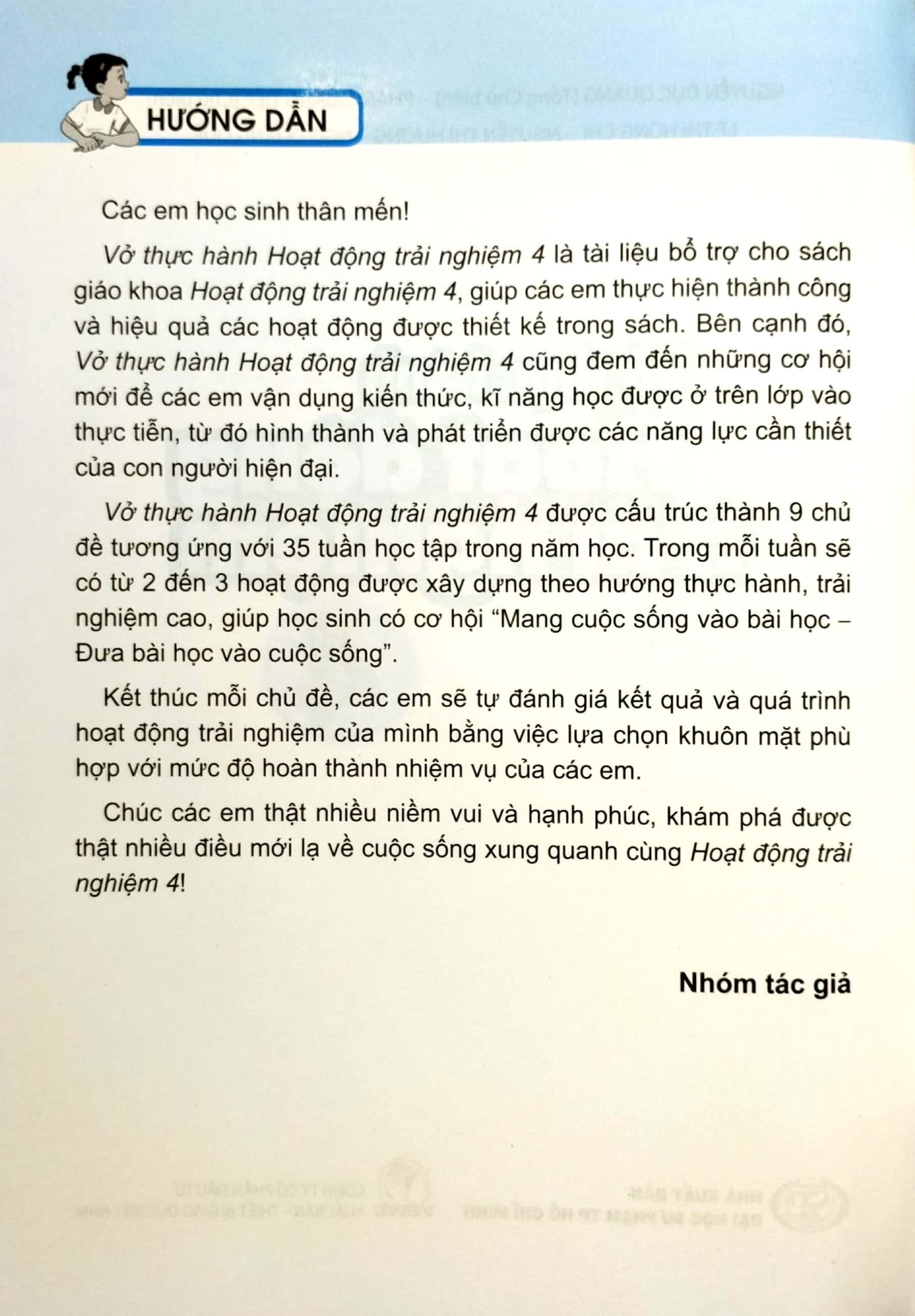 Vở Thực Hành Hoạt Động Trải Nghiệm 4