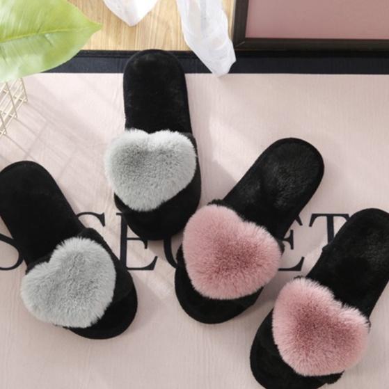 Dép lông trong nhà trái tim mẫu mới êm chân unisex