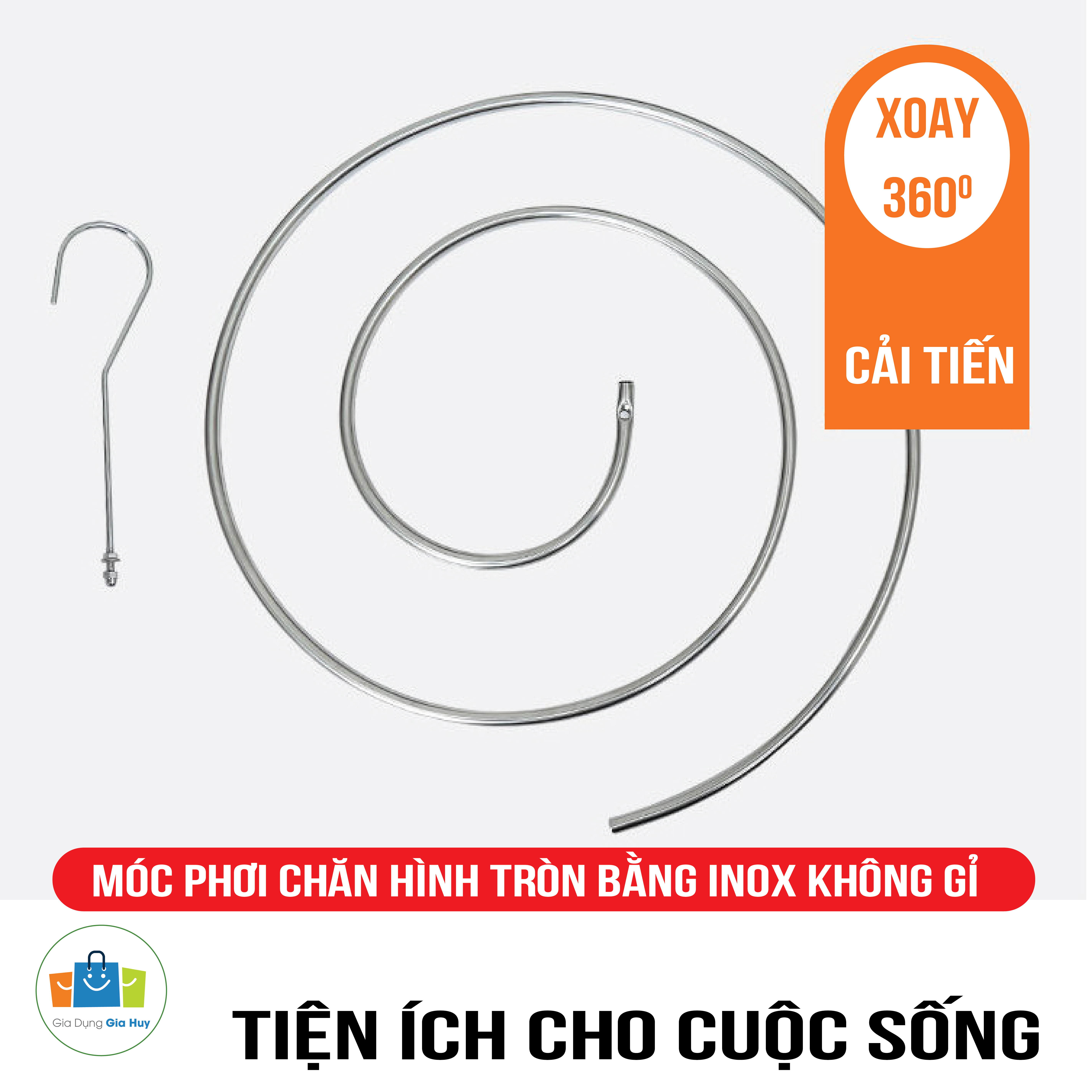 Móc phơi chăn hình tròn bằng INOX 304  không rỉ tiện lợi dang xoắn, móc treo chăn mền chịu lực cao