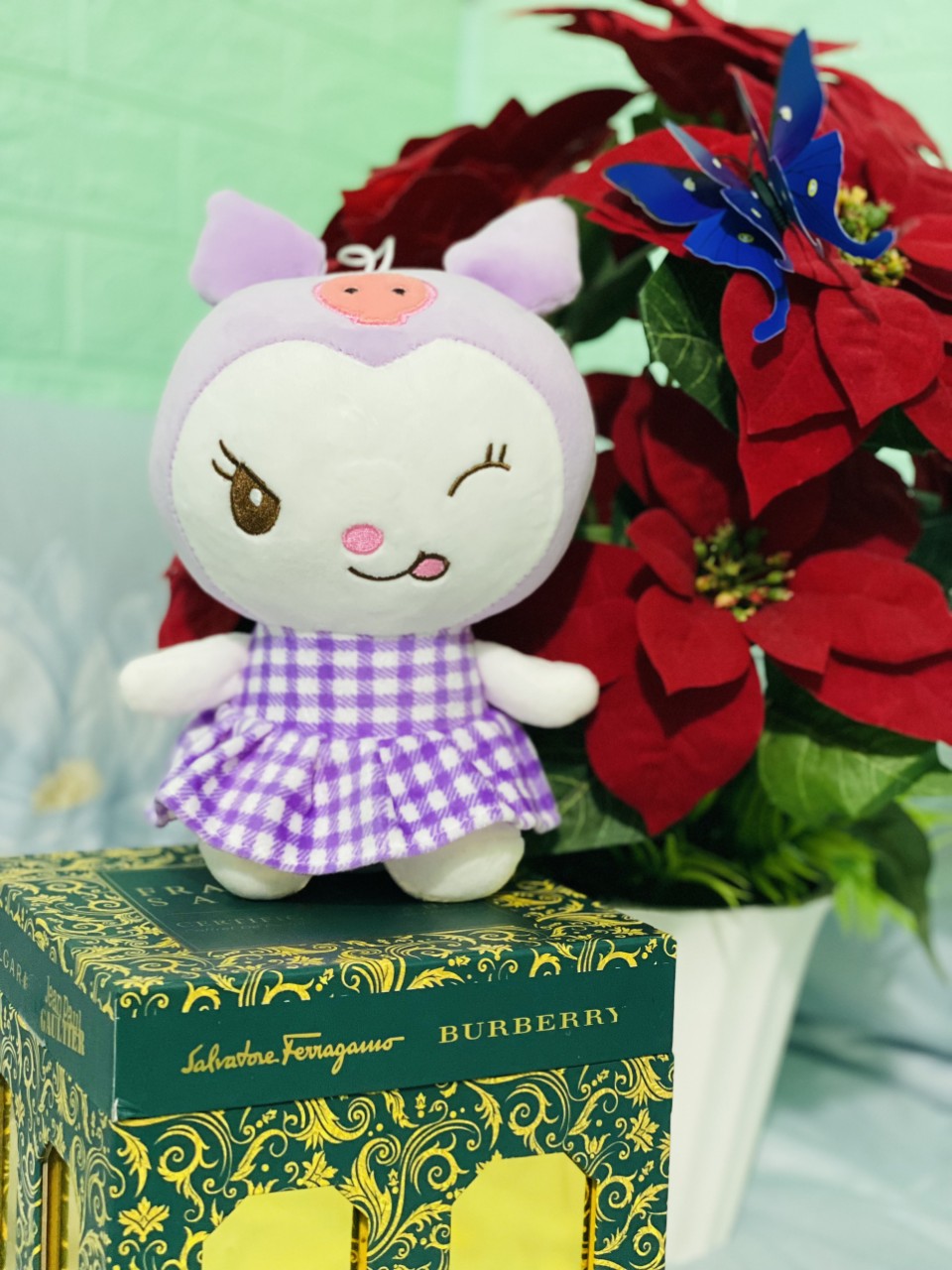 Gấu bông búp bê đầm tím