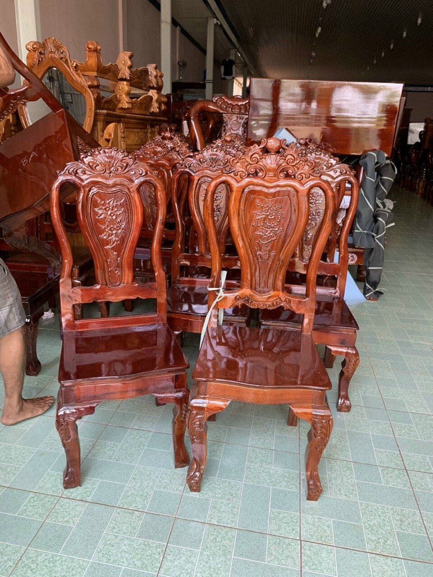 Bàn ăn tròn 8 ghế gỗ tràm hàng đẹp -Bộ bàn ăn 8 ghế cao cấp
