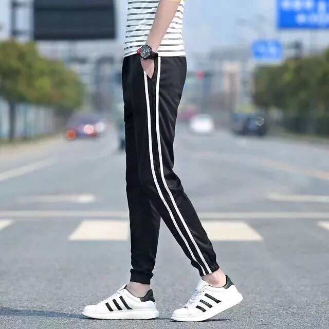 Quần Jogger Nam Co Dãn 4 Chiều JG11_Ống Bo Dáng Thể Thao Cạp Chun Phối Sọc