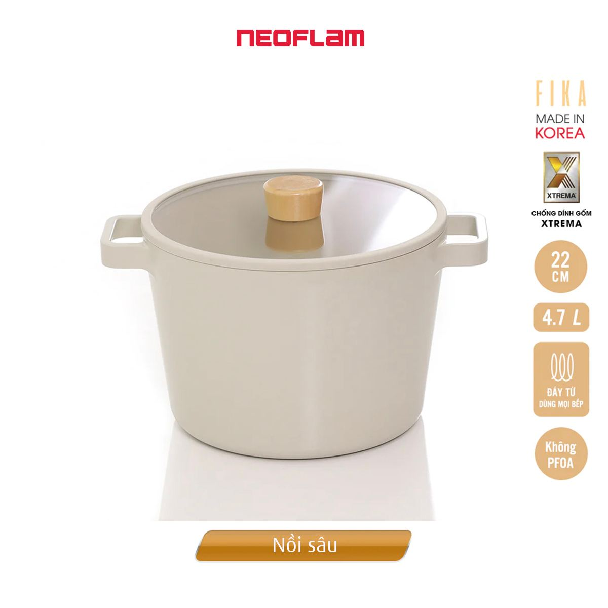 Bộ nồi chảo Neoflam Fika 5 món. Made in Korea. Hàng có sẵn, giao ngay