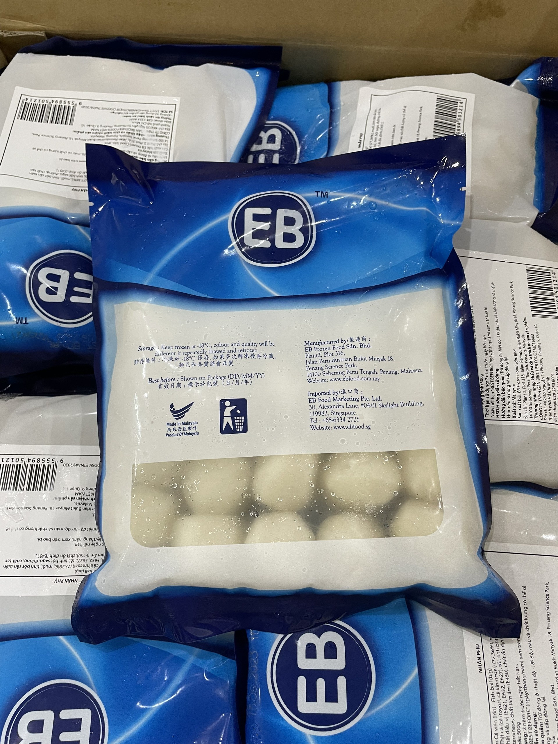 Cá viên Malaysia EB thượng hạng - 500g/ gói - Viên thả lẩu đông lạnh - Hàng nhập khẩu Malaysia