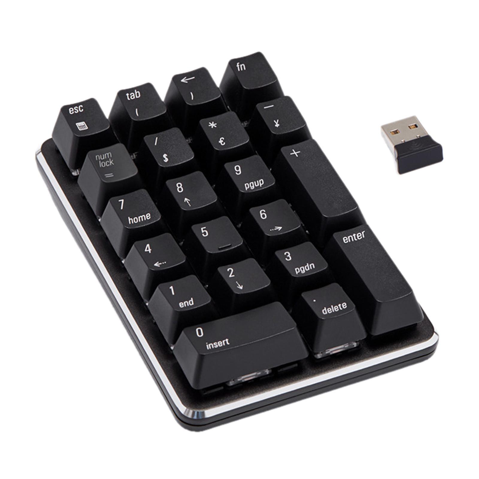 2.4G Wireless Mechanical Numeric Keypad 21 Keys Mini Keyboard Black