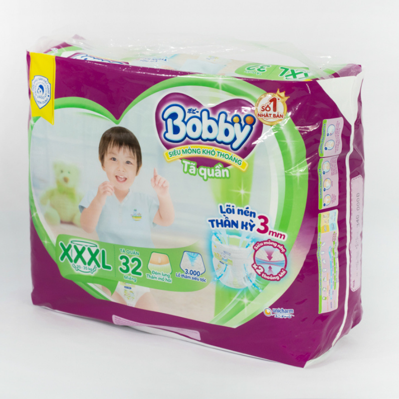 Tã quần Bobby size XXXL 34/32 miếng (cho bé 20 - 35 kg)