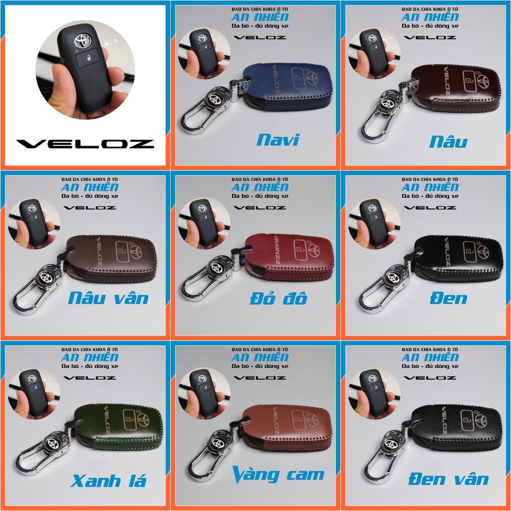 Bao da dành cho móc khoá bọc ốp chìa khoá xe ô tô Toyota Raize, Veloz, Avanza, da bò, nhiều màu, khâu thủ công ToRVLA