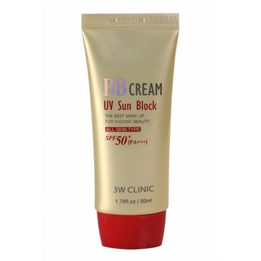 Kem nền chống nắng BB Cream UV Sun Block 3W Clinic SPF 50+ PA+++ Hàn Quốc 50ml