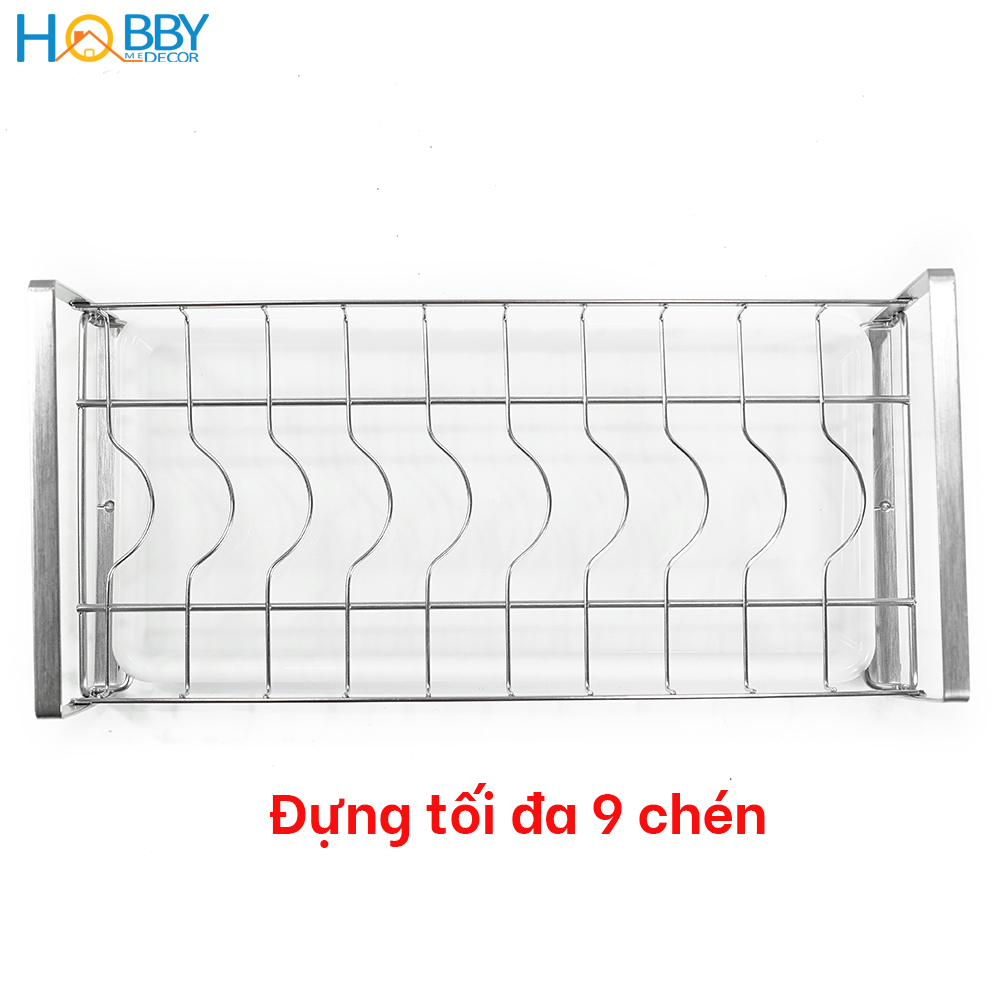 Kệ úp chén 9 ngăn Inox 304 Hobby Home Decor KUC9 - có khay nhựa hứng nước tiện dụng
