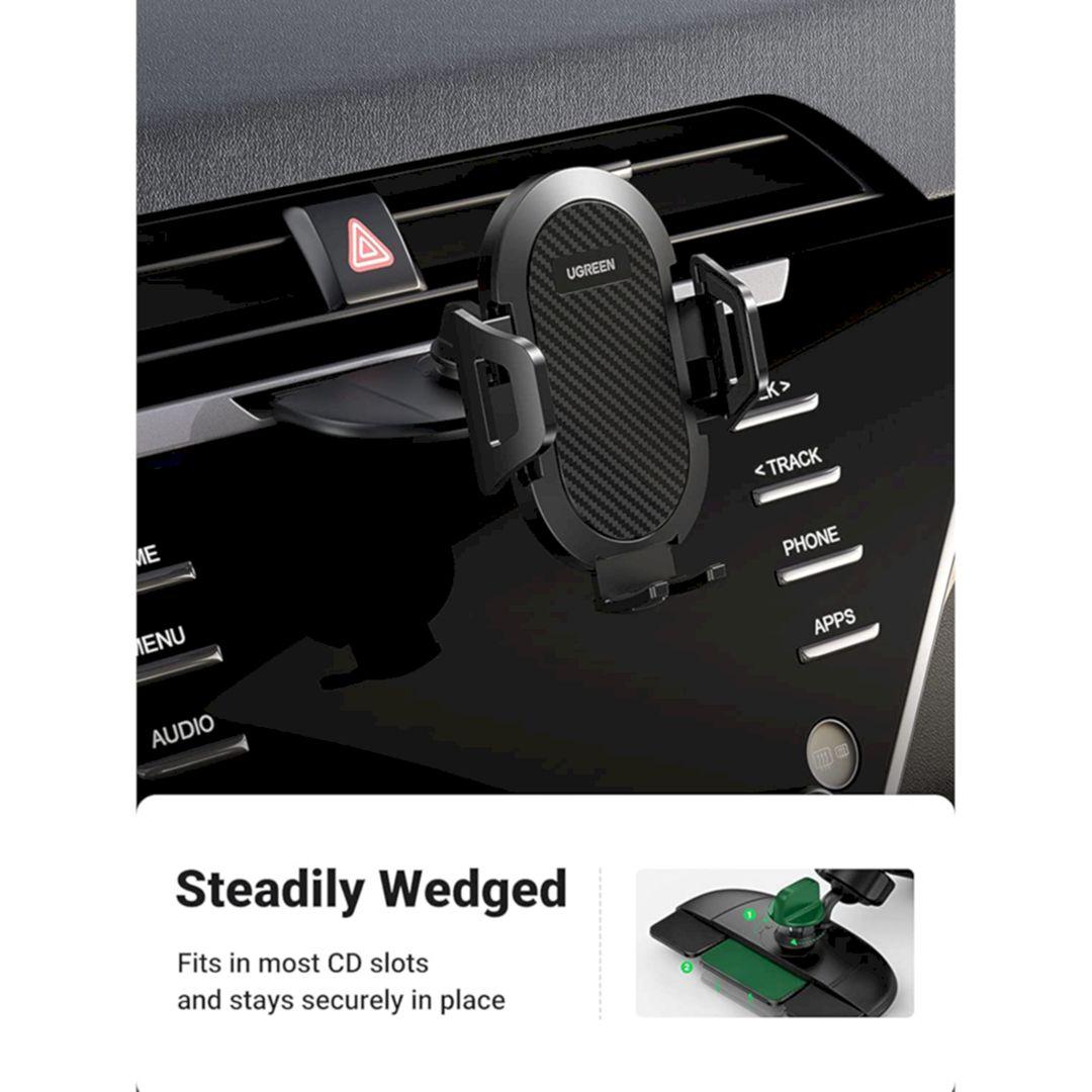 Ugreen UG60611LP144TK CD slot Màu Đen Giá đỡ điện thoại trên ô tô cho khe cắm CD Tự động khóa ô tô - HÀNG CHÍNH HÃNG