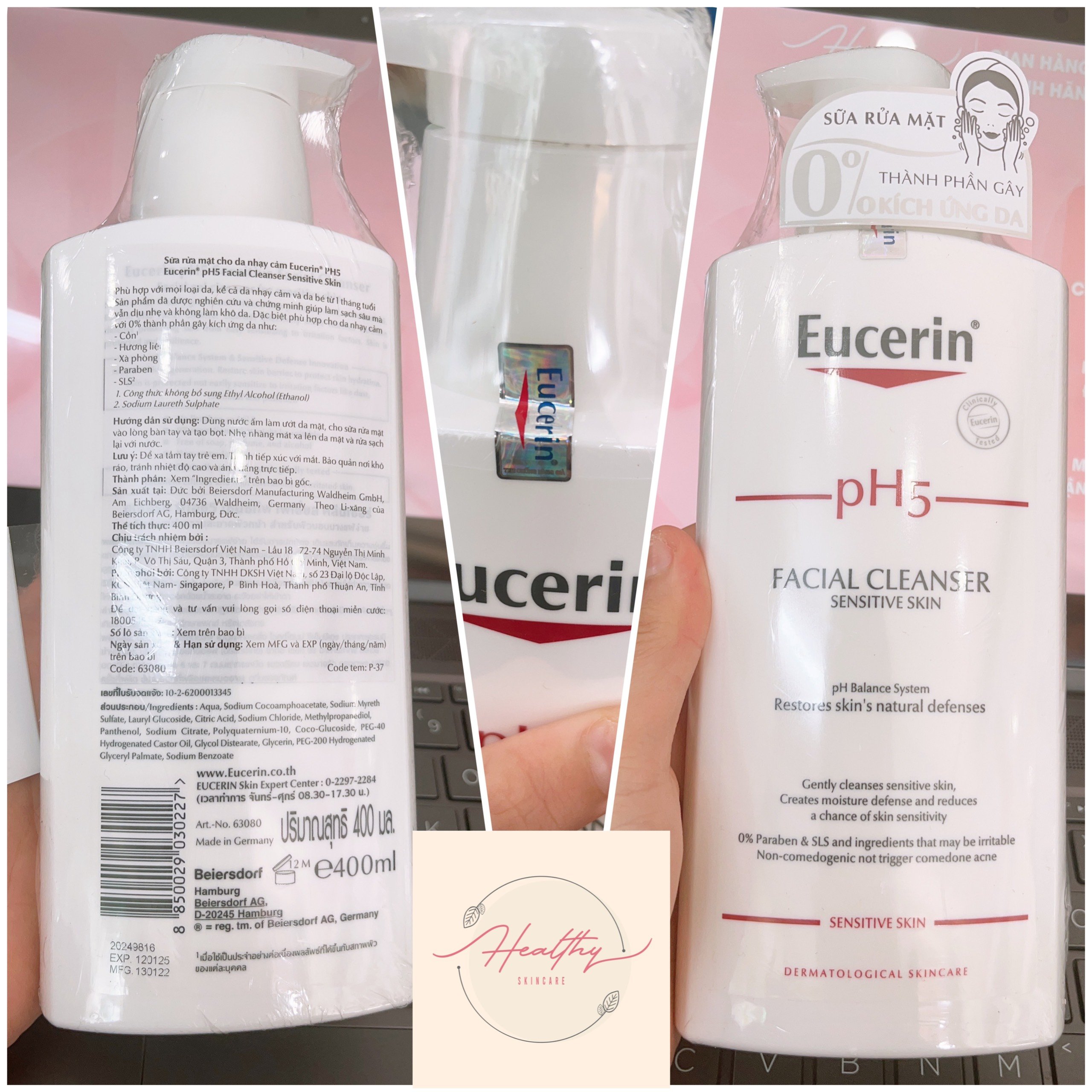 Sữa rửa mặt không gây kích ứng Eucerin pH5 Facial Cleanser 400ml (Nhập khẩu)