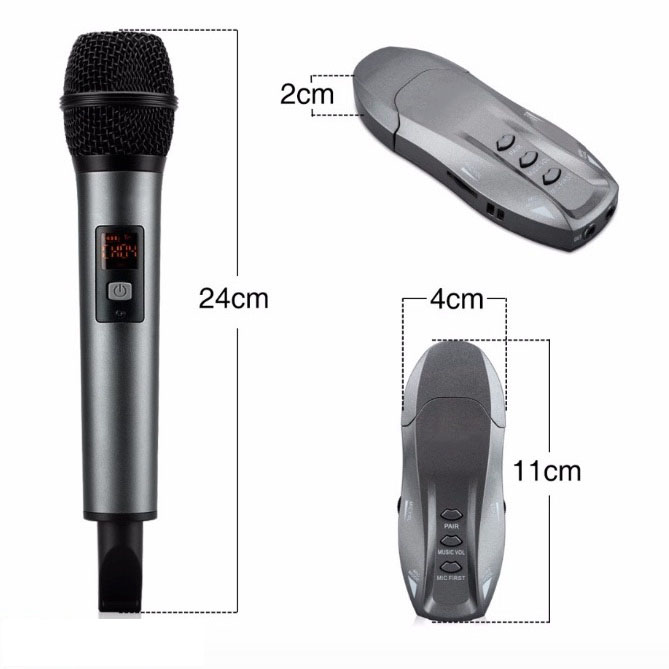 Micro karaoke dành cho ô tô BX7 - Micro không dây đa năng cao cấp - Lọc Âm, Chống Hú, Chống Ồn Và Méo Tiếng Giúp Âm Thanh Phát Ra Trong Trẻo, Mượt Mà - Biến loa vi tính thành loa karaoke - Dùng được cho cả loa kéo, amply, mixer, tivi - Hàng nhập khẩu