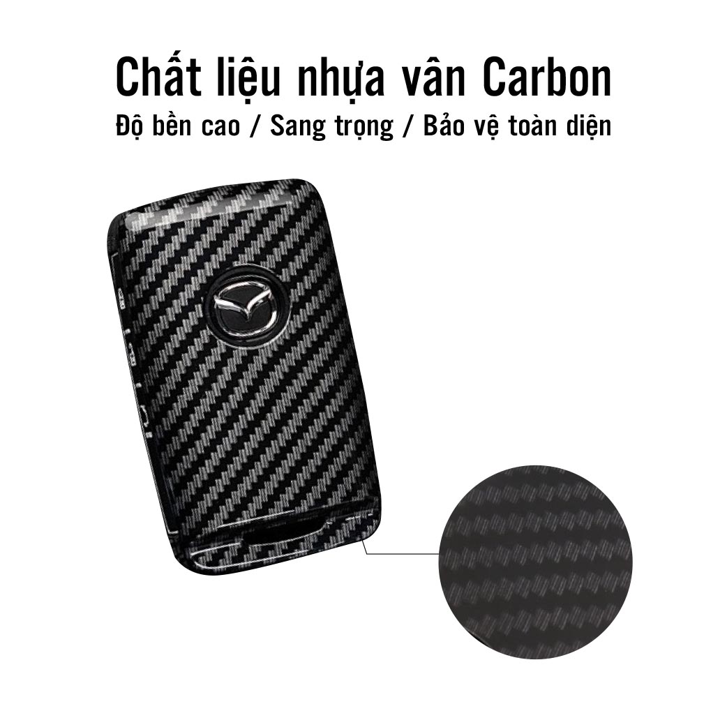 Ốp chìa khóa dành cho xe Mazda3 2020 chất liệu nhựa ABS mạ vân Cacbon - Hàng Chính Hãng