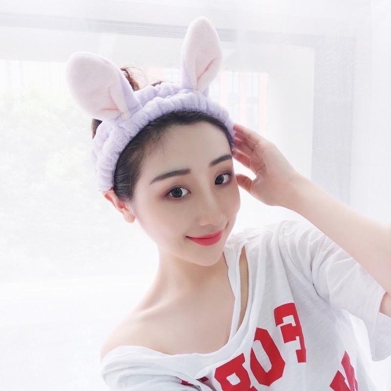 Băng đô turban tai thỏ vải nhung 3D siêu xịn mềm mịn