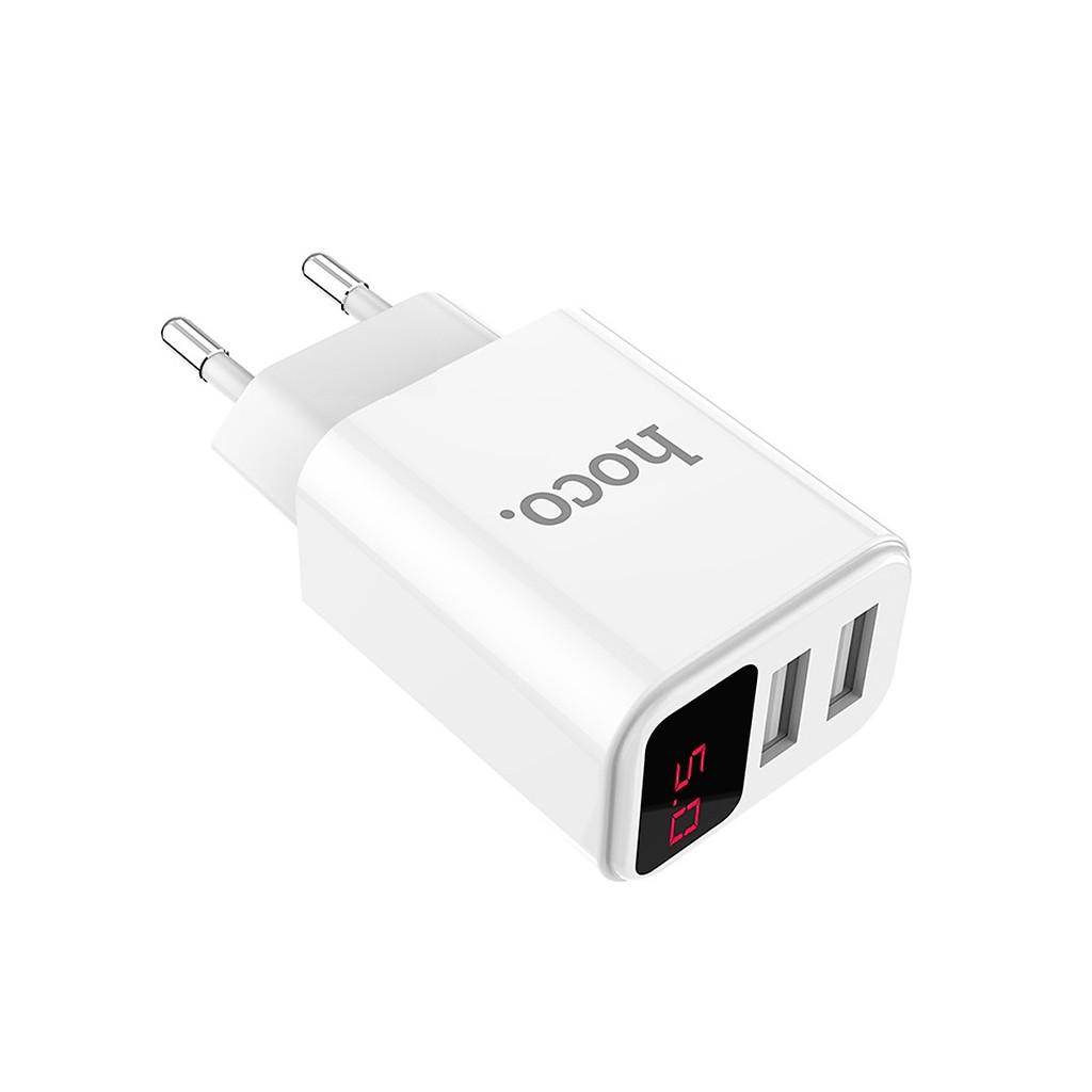 Củ Sạc Nhanh Hoco C63A 2 Đầu USB, LED Hiển Thị Thông Minh - Hàng Chính Hãng