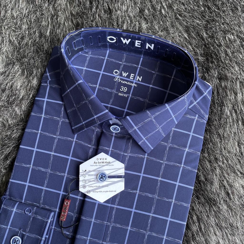 OWEN - Aó sơ mi dài tay nam Owen kẻ ca rô chất co dãn mềm mại 221040 221240