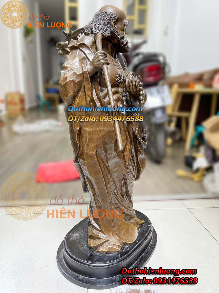 Tôn Tượng Đạt Ma Sư Tổ Bằng Đồng Hun Màu Giả Cổ Cao 80cm, Nặng 17kg Đẹp Tinh Xảo - Đồ Thờ Hiên Lượng