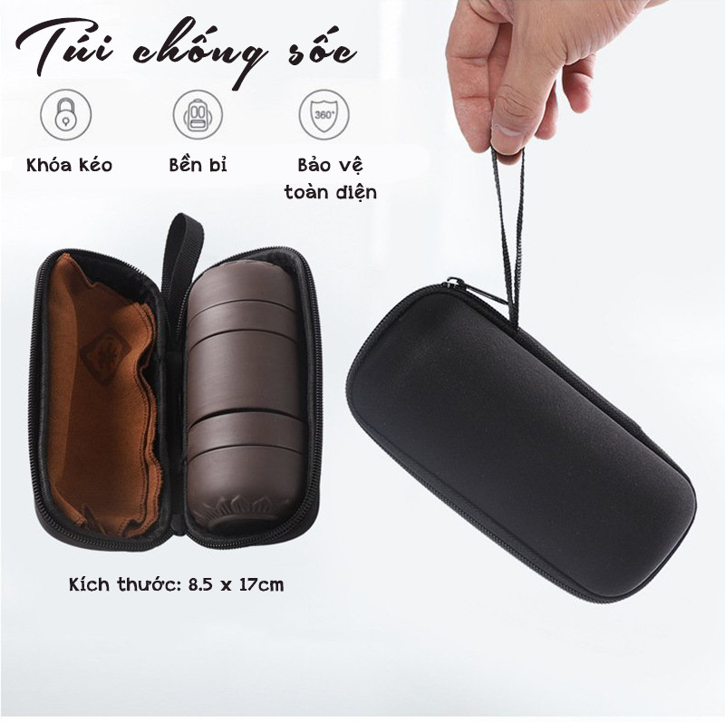 Bộ Ấm Pha Trà Du Lịch Tiện Lợi Mini Gốm Sứ Cát Tím Họa Tiết Trơn Quà Tặng Ý Nghĩa