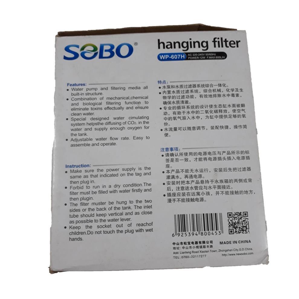 Máy Lọc Thác Hồ Cá Sobo WP-607H - Bộ Lọc Treo Dành Cho Bể Cá