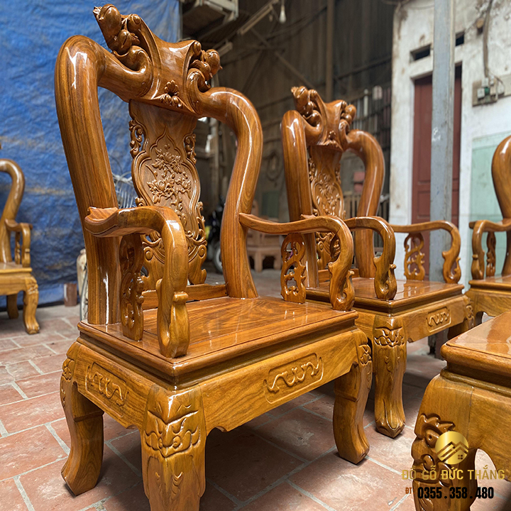 Bàn ghế minh quốc đào gỗ lim xanh nam phi tay 10 phù hợp nhà nhỏ gọn