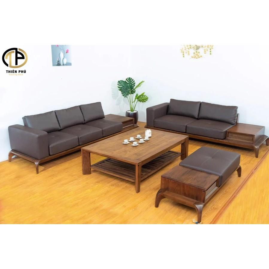 Sofa văng gỗ sồi chữ U TP-140 đẹp cho phòng khách