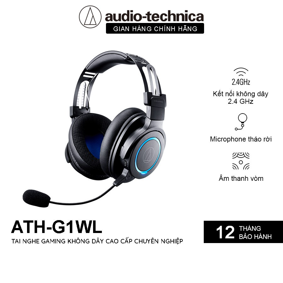 Tai Nghe Gaming Không Dây Closed-back Audio Technica ATH-G1WL - Hàng Chính Hãng