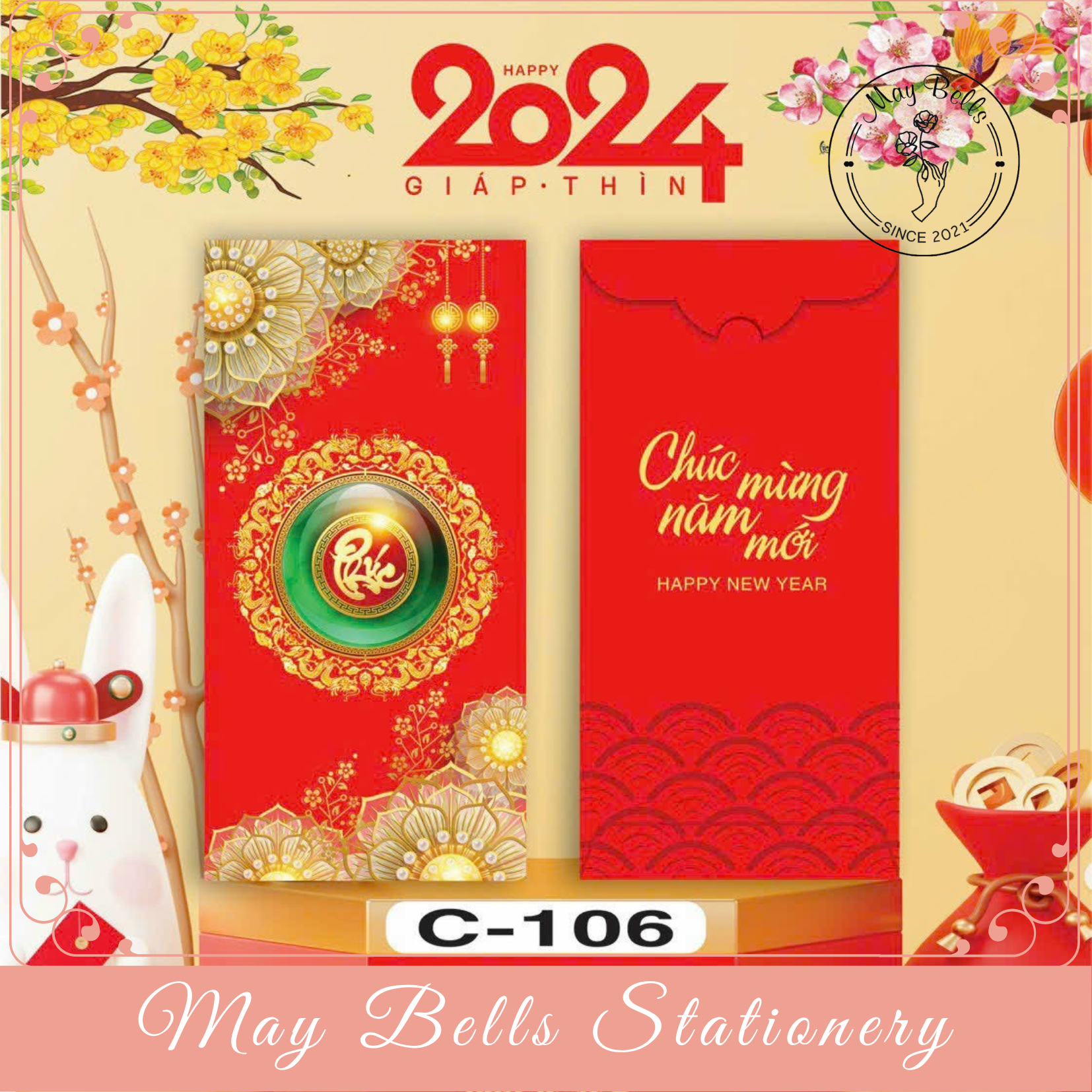 Bao Lì Xì Tết 2024 Giáp Thìn Mẫu PHÚC LỘC THỌ Được Chọn Mẫu, Bao Lì Xì Mừng Tuổi Cao Cấp, Sang Trọng, Dễ Thương