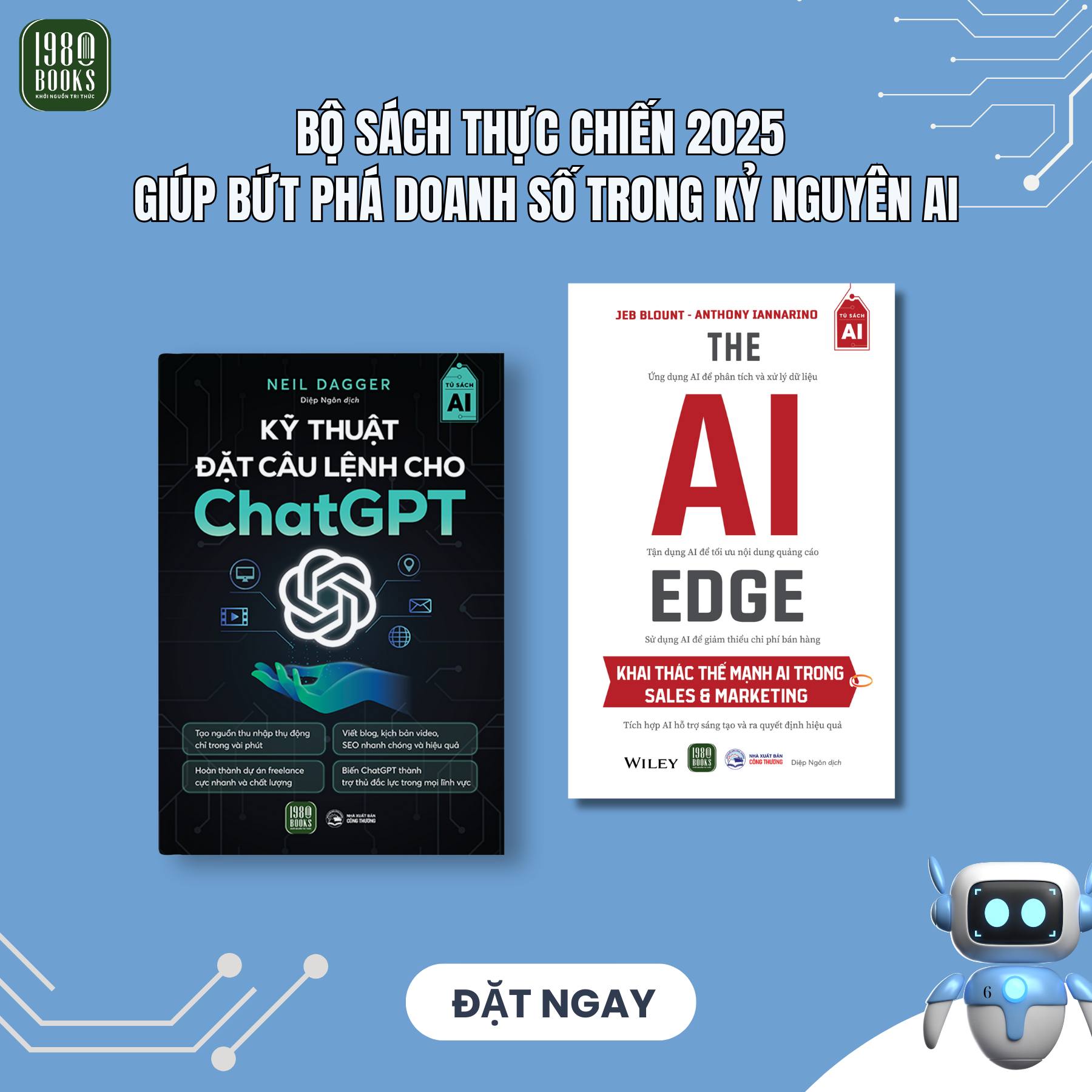 Combo 2 cuốn: Kỹ Thuật Đặt Câu Lệnh Cho Chat GPT + The AI Edge