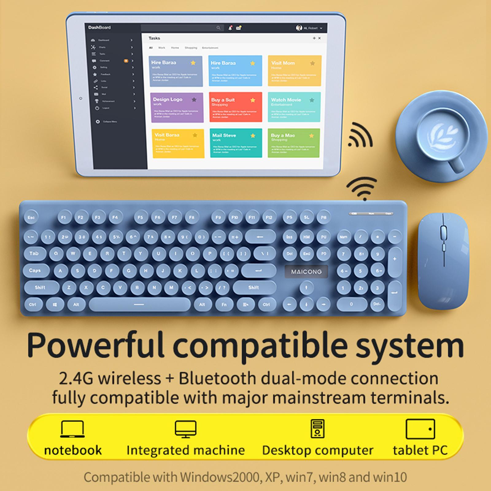Wireless Keyboard Mouse Dual-Mode for OS Windows iOS Android