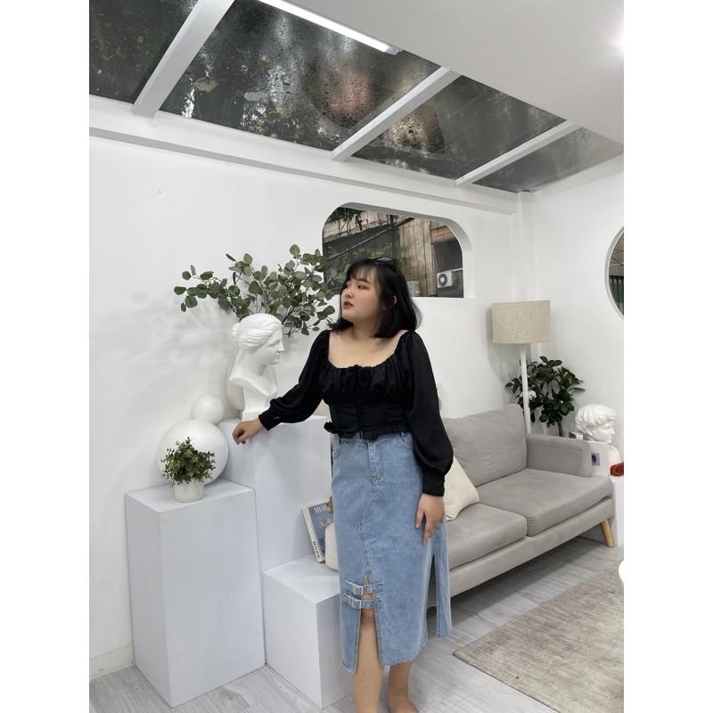 Chân váy jean bigsize Rika
